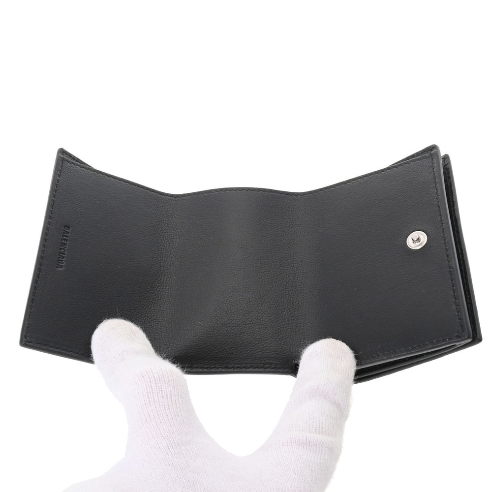 Balenciaga Cash Calfskin Compact Black fold Wallet Tri - Picture 9 of 12